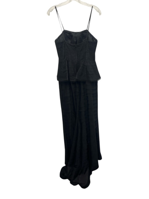 Adrianna Papell Size 8 Black Polyester Strapless Tiered Mesh Gown Black / 8