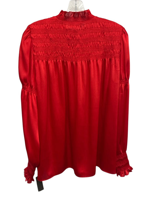 ME+EM Size 8 Red Polyester Blend Long Sleeve Pleated Shirred Zip front Top Red / 8