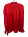 ME+EM Size 8 Red Polyester Blend Long Sleeve Pleated Shirred Zip front Top Red / 8