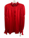 ME+EM Size 8 Red Polyester Blend Long Sleeve Pleated Shirred Zip front Top Red / 8