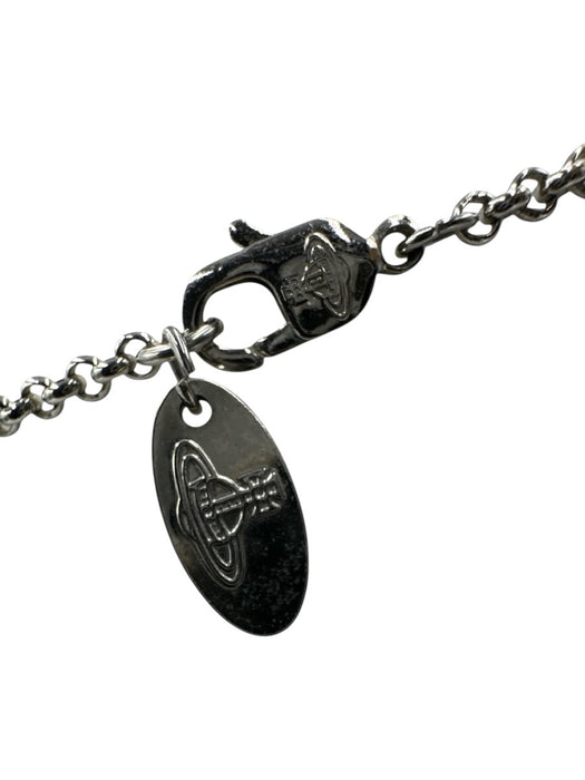 Vivienne Westwood Silver Metal Lobster Clasp Orb Rhinestone Pendant Necklace Silver