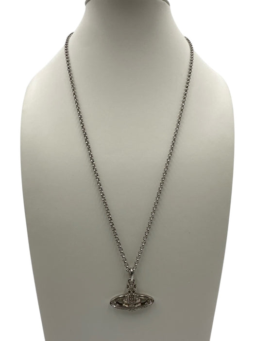 Vivienne Westwood Silver Metal Lobster Clasp Orb Rhinestone Pendant Necklace Silver