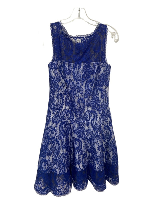 Tadashi Shoji Size S Blue Polyester & Nylon Lace Sleeveless Back Zip Dress Blue / S