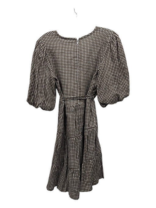 Faithful The Brand Size S Brown & White Linen Tie Waist Gingham Mini Dress Brown & White / S