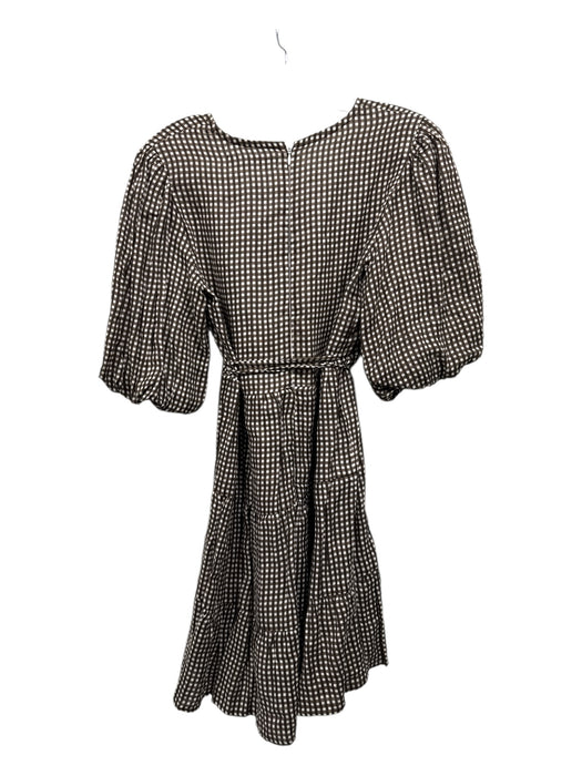 Faithful The Brand Size S Brown & White Linen Tie Waist Gingham Mini Dress Brown & White / S