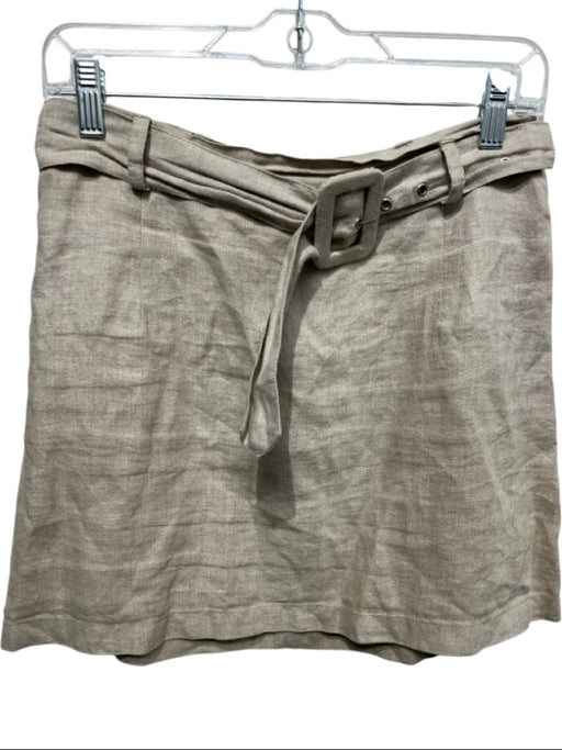 Posse Size S Taupe Brown Linen A Line Belted Mini Skirt Taupe Brown / S