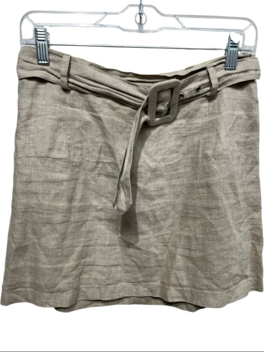 Posse Size S Taupe Brown Linen A Line Belted Mini Skirt Taupe Brown / S