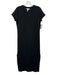 Spanx Size Small Black Modal Blend Short Sleeve Crew Neck Side Slit Midi Dress Black / Small
