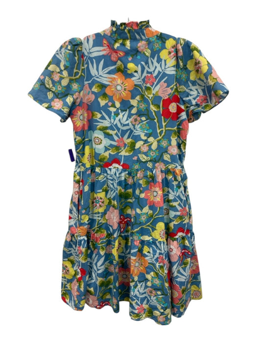 Jade Melody Tam Size XS Blue, Orange, Green Cotton Short Sleeve Floral Dress Blue, Orange, Green / XS
