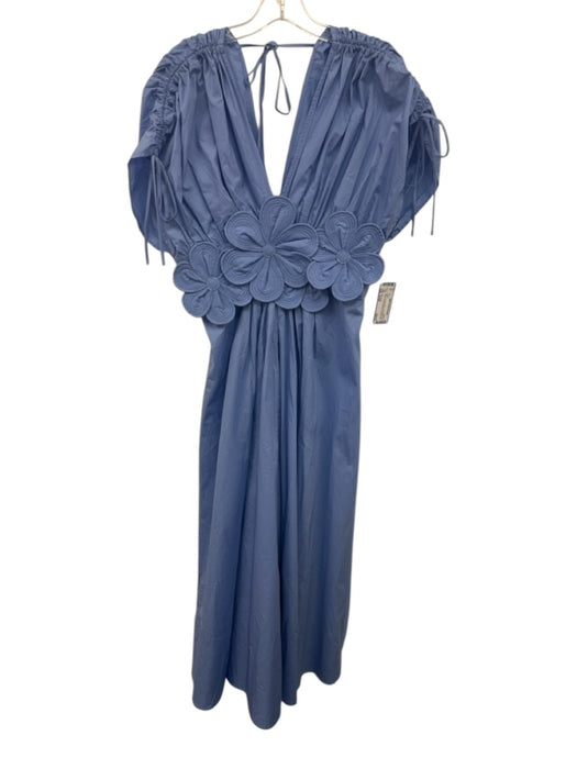 Miss Rosier Size Small Periwinkle Blue Cotton Blend Cap Sleeve Pleated Dress Periwinkle Blue / Small
