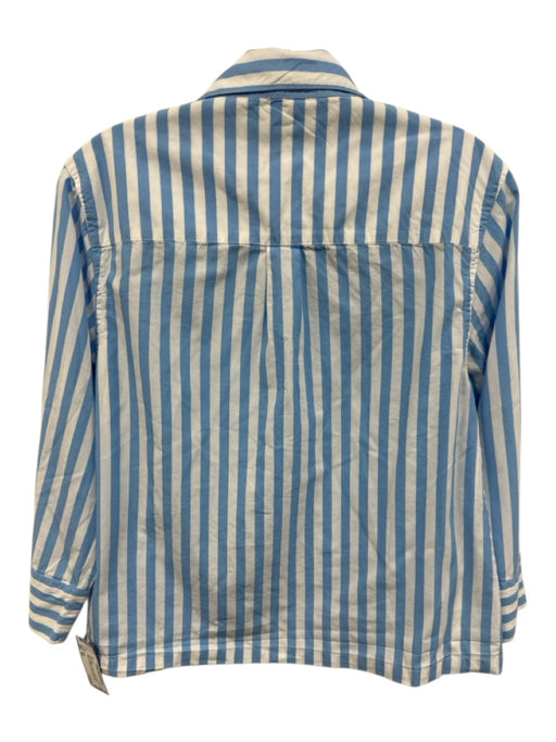 Lake Size XS Blue & White Cotton Long Sleeve Striped Button Front Pant Set Blue & White / XS