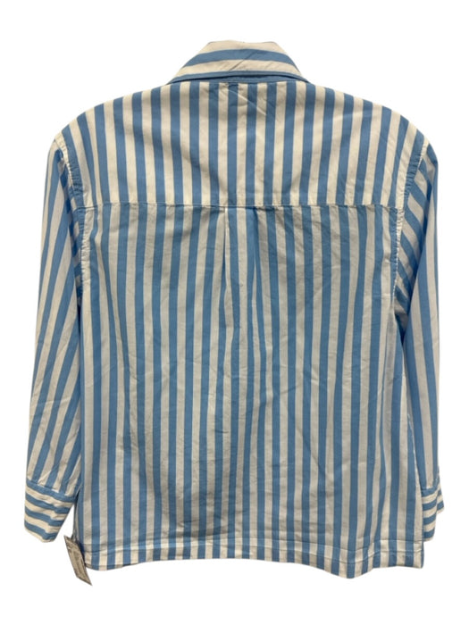 Lake Size XS Blue & White Cotton Long Sleeve Striped Button Front Pant Set Blue & White / XS