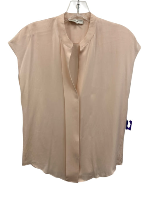 Vince Size XXS Pale Pink Silk Cap Sleeve Button Front Sheer Top Pale Pink / XXS