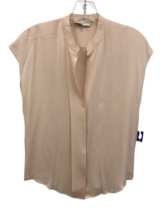 Vince Size XXS Pale Pink Silk Cap Sleeve Button Front Sheer Top Pale Pink / XXS