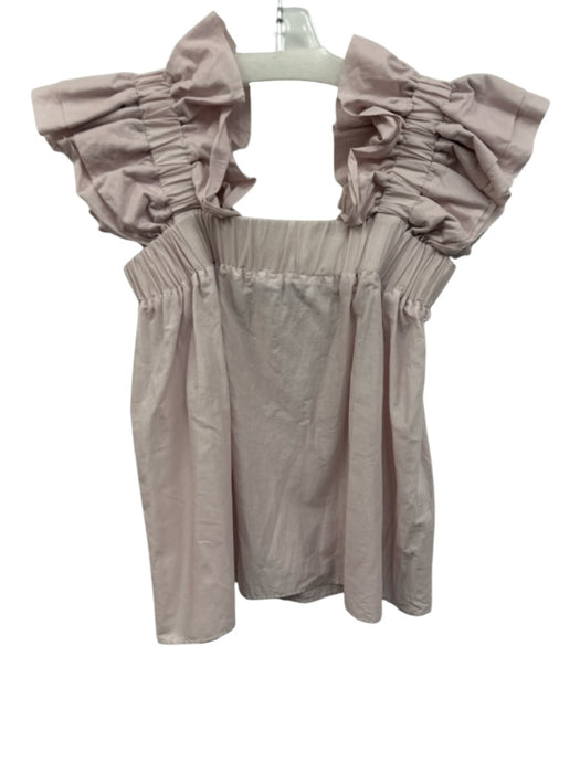 Inclan Studio Size XS Pale Lilac Cotton Ruffle Cap Sleeve Elastic Neck Top Pale Lilac / XS