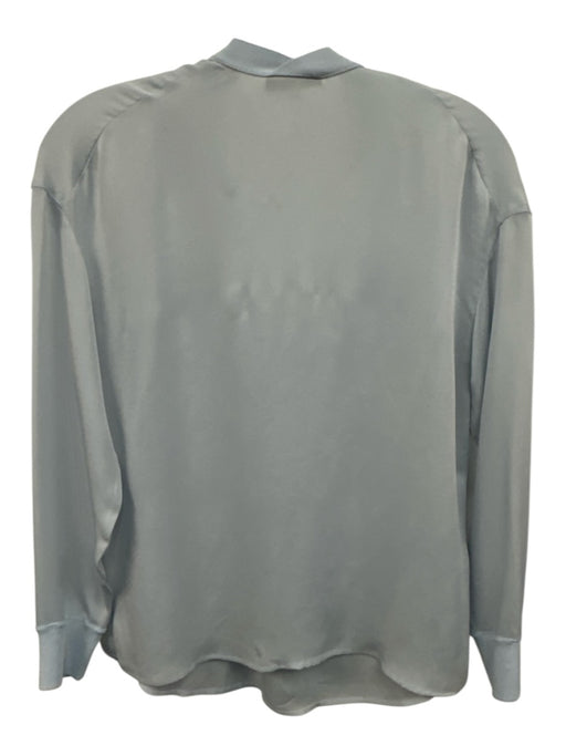 Vince Size XXS Pale Blue Silk Long Sleeve Ribbed Surplice Sheer Top Pale Blue / XXS