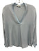 Vince Size XXS Pale Blue Silk Long Sleeve Ribbed Surplice Sheer Top Pale Blue / XXS