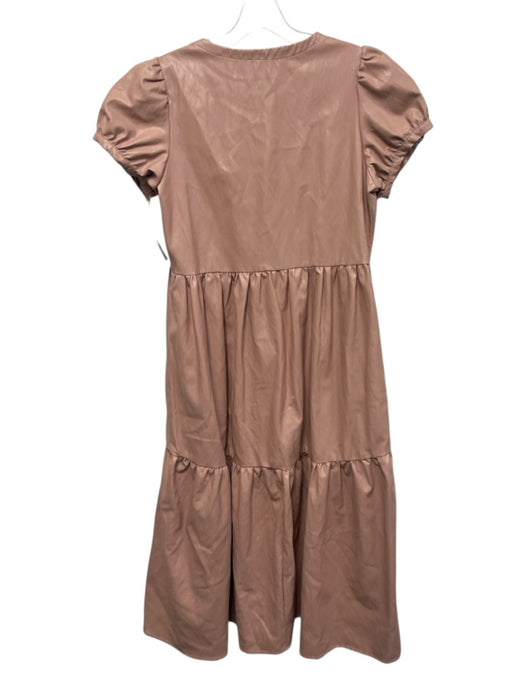 Never a Wallflower Size S Dusty Pink Polyester Pleather Short Puff Sleeve Dress Dusty Pink / S