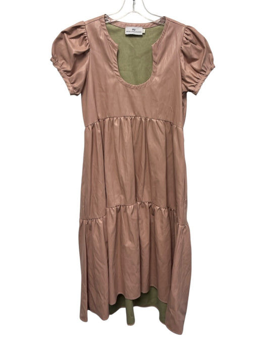 Never a Wallflower Size S Dusty Pink Polyester Pleather Short Puff Sleeve Dress Dusty Pink / S