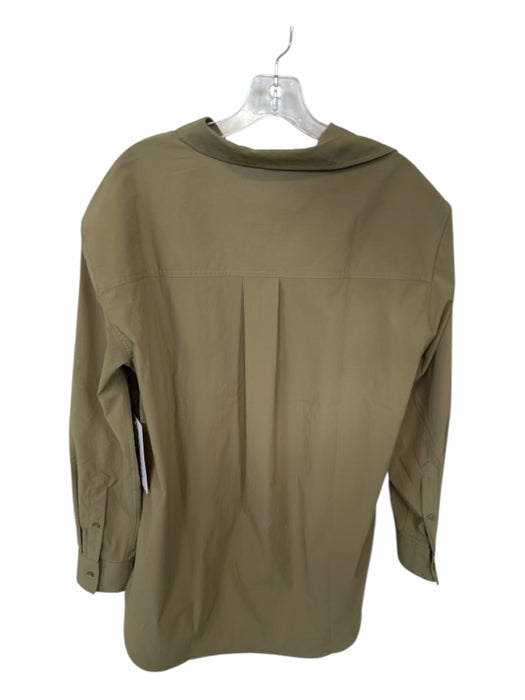 Athleta Size M Olive Green Polyester Long Sleeve Button Down Athletic Top Olive Green / M