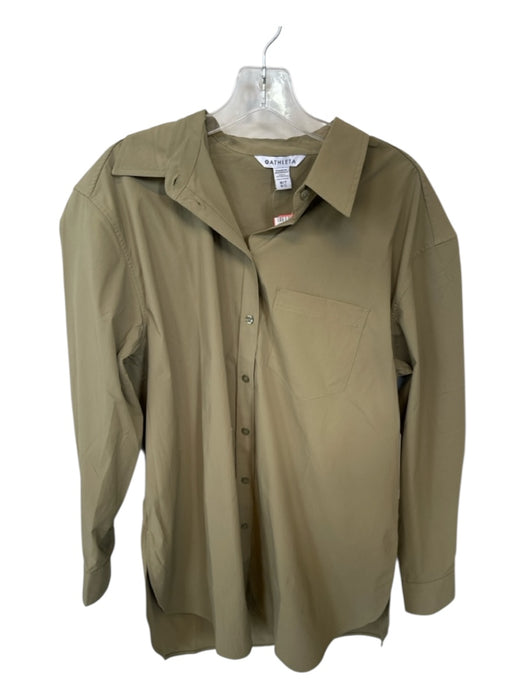 Athleta Size M Olive Green Polyester Long Sleeve Button Down Athletic Top Olive Green / M