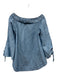 Free People Size XS Light Wash COTTON & LINEN 3/4 Sleeve Off Shoulder Top Light Wash / XS