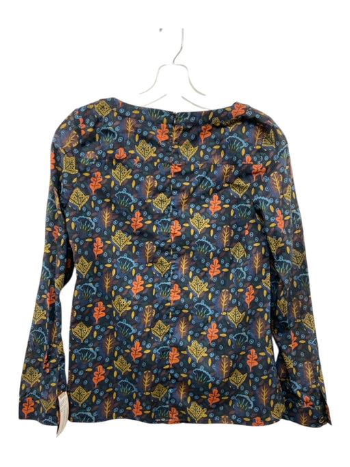 A.P.C. Size 34 Navy Blue, Orange, Yellow Cotton Long Sleeve Botanical Print Top Navy Blue, Orange, Yellow / 34