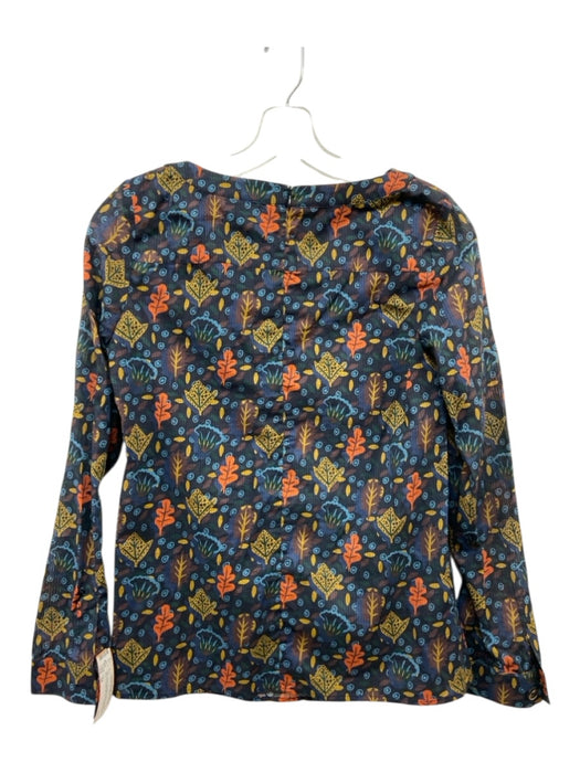 A.P.C. Size 34 Navy Blue, Orange, Yellow Cotton Long Sleeve Botanical Print Top Navy Blue, Orange, Yellow / 34