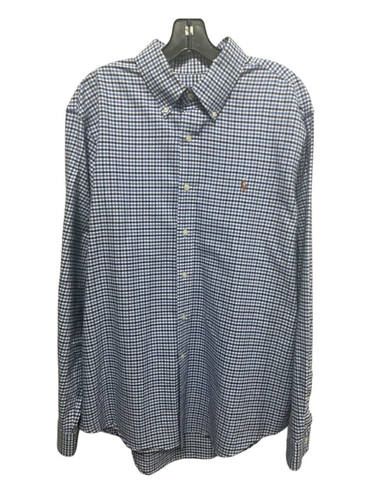 Ralph Lauren Size XL Blue & Navy Cotton Plaid Oxford Men's Long Sleeve Shirt XL