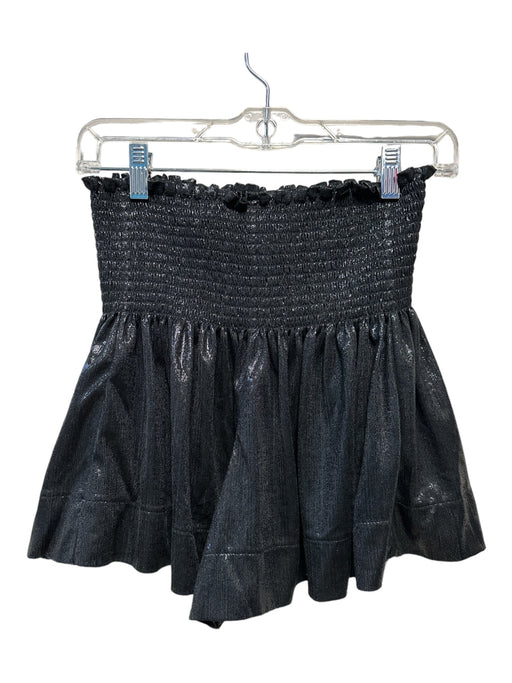 Queen of Sparkles Size S Black Polyester Shimmer Scrunched Mini Skirt Black / S