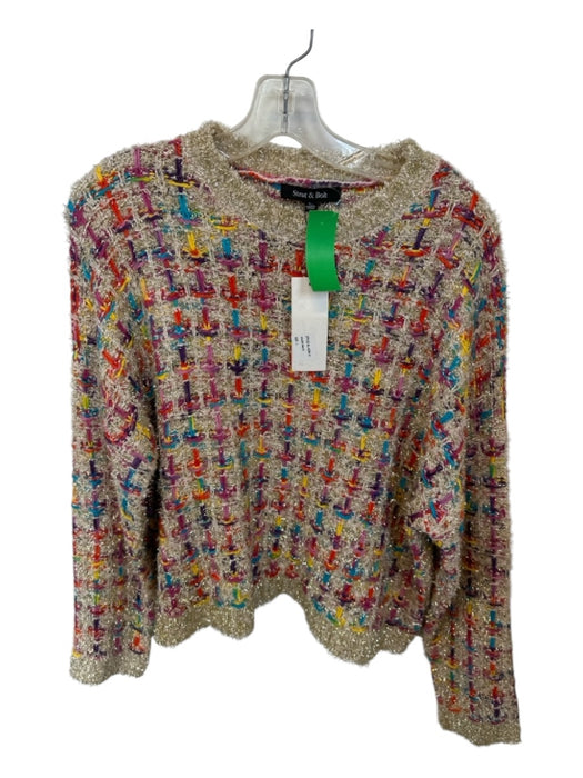 Strut & Bolt Size L Multi Acrylic Blend Tweed Metallic Long Sleeve Sweater Multi / L