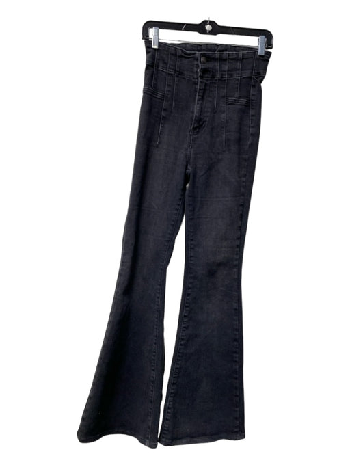 We The Free Size 27 Black Cotton Blend High Rise Wide Leg Button clasp Jeans Black / 27