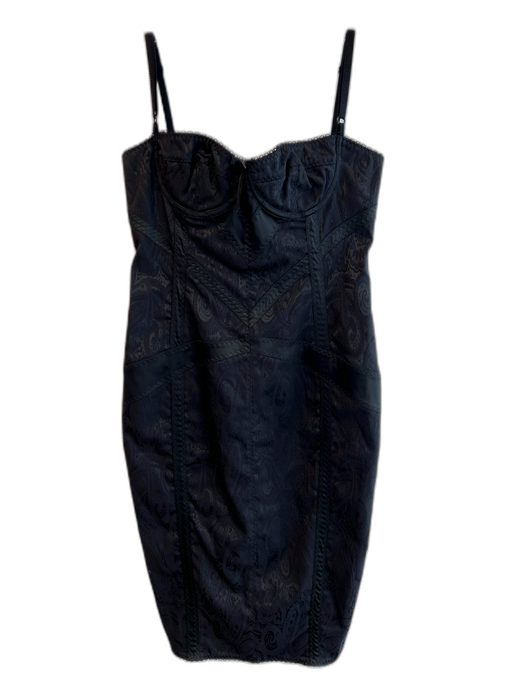 Dolce & Gabbana Size 46 Black Polyester Blend Spaghetti Strap Back Zip Dress Black / 46