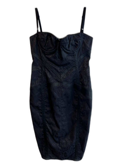 Dolce & Gabbana Size 46 Black Polyester Blend Spaghetti Strap Back Zip Dress Black / 46