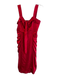 Betsey Johnson Size 10 Red Silk Satin Tie Front Sleeveless Gathered Side Dress Red / 10