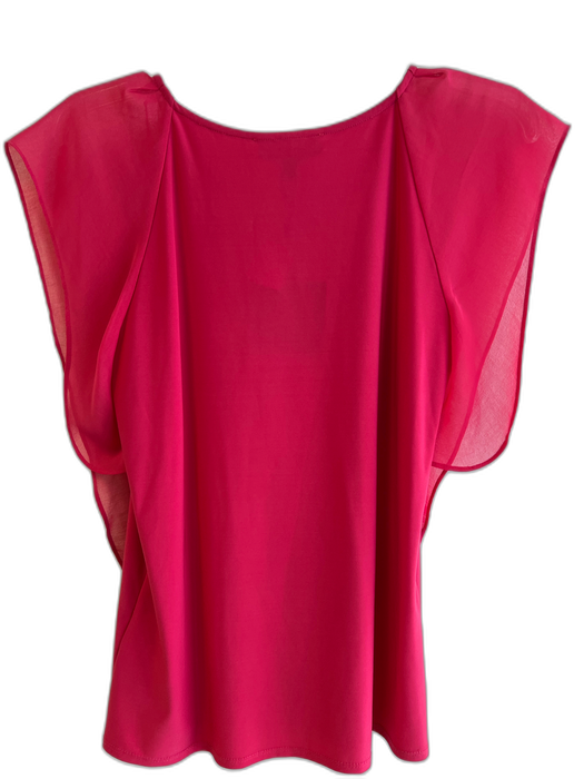 Melanie Lyne Size S Raspberry Polyester Boat Neck Sheer Detail Short Sleeve Top Raspberry / S