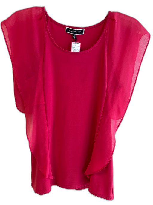 Melanie Lyne Size S Raspberry Polyester Boat Neck Sheer Detail Short Sleeve Top Raspberry / S
