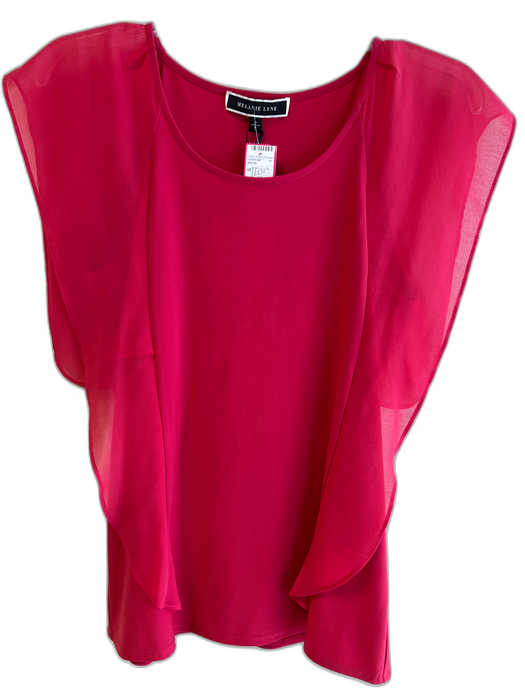 Melanie Lyne Size S Raspberry Polyester Boat Neck Sheer Detail Short Sleeve Top Raspberry / S