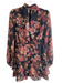 Aqua Size S Black & Multi Polyester High Neck Long Sleeve Sheer Overlay Dress Black & Multi / S