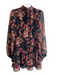Aqua Size S Black & Multi Polyester High Neck Long Sleeve Sheer Overlay Dress Black & Multi / S
