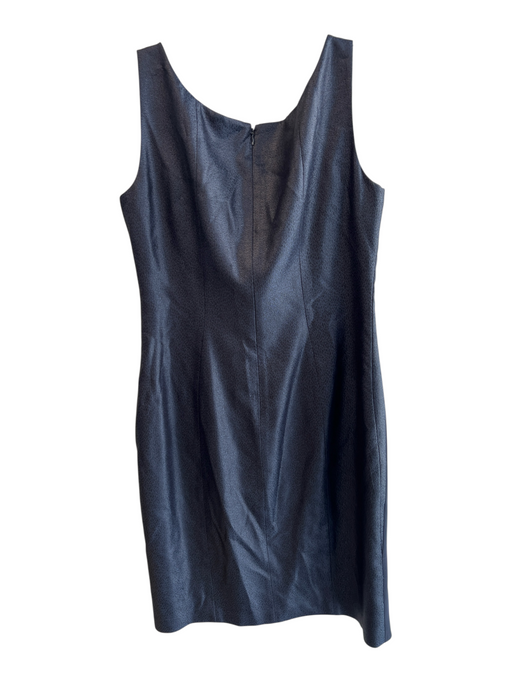 Elie Tahari Size 10 Blue Polyester Blend Scoop Neck Textured Contrast Dress Blue / 10