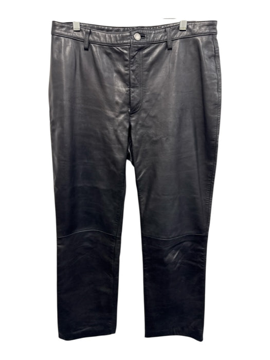 Banana Republic Size 12 Black Genuine Leather Paneled Back Pockets Pants Black / 12