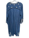 Johnny Was Size XL Med Dark Wash Tencel Long Sleeve Embroidered Buttons Dress Med Dark Wash / XL