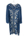 Johnny Was Size XL Med Dark Wash Tencel Long Sleeve Embroidered Buttons Dress Med Dark Wash / XL