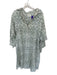 Mirth Size L White & Green Cotton Long Sleeve Abstract Button Down Midi Dress White & Green / L