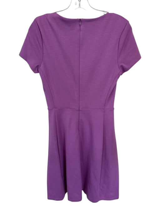 Boden Size 6R Purple Cotton Blend Short Sleeve Gathered Side Back Zip Dress Purple / 6R