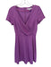 Boden Size 6R Purple Cotton Blend Short Sleeve Gathered Side Back Zip Dress Purple / 6R