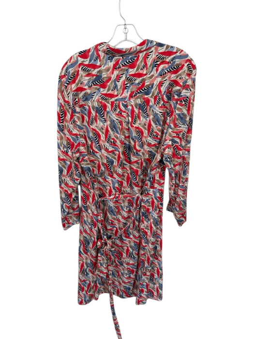 Nic + Zoe Size XL Red & Blue Rayon Blend Long Sleeve Abstract Button Down Dress Red & Blue / XL