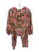 Quiet Culture Size XXL Green & Pink Cotton Long Balloon Sleeve Flowers Pant Set Green & Pink / XXL