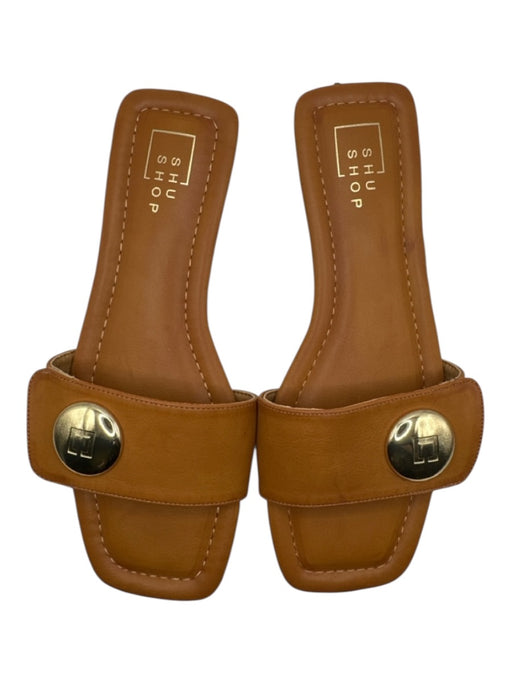 Shu Shop Shoe Size 8.5 Brown Leather Square Toe Mule Sandals Brown / 8.5